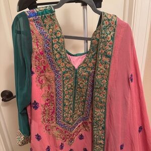 Elegant all over golden resham Kashmiri Embroidered kurta set